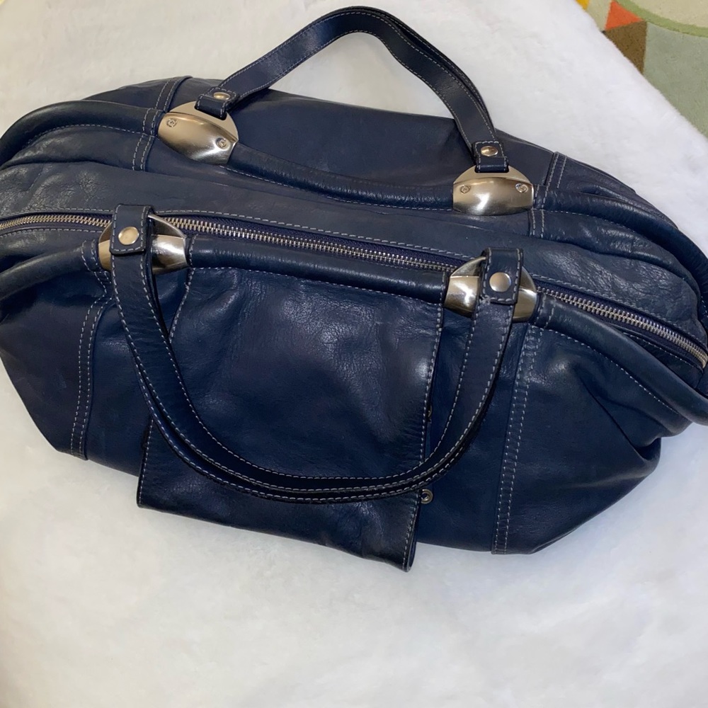Beautiful Navy Blue Italian Leather Handbag